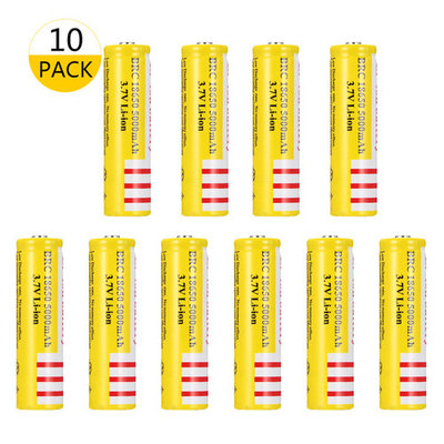 OUTAD 10pcs Rechargeable Batteries 18650 3.7V 5000mAh Li-ion Battery For LED Torch Flashlights Toys