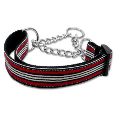 Mirage 125-007M MDRD Preppy Stripes Dog Collar Martingale Red/White Medium