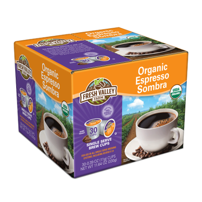 Fresh Valley Farm Espresso Sombra Organic 100% Organic Coffee, 30 Ct