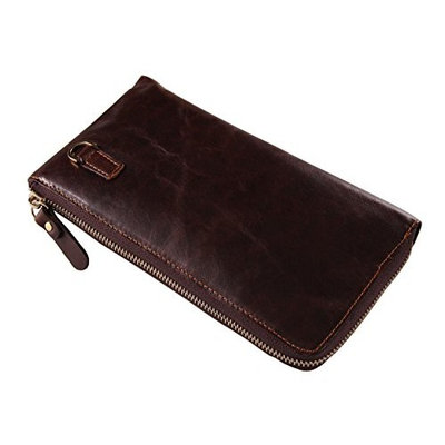 Everdoss Slim Design Leather Men's Clutch Bag Wallet Purse Coffee