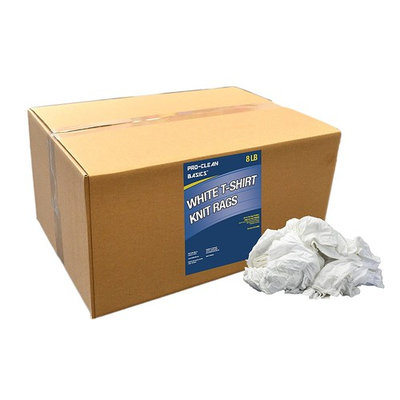 Pro-Clean Basics White T-Shirt Cloth Rags: 8 lb. Bag