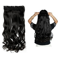 Charming Women Clip in Hair Extension 29 inch Long Natural Black Curly Hairpiece One Piece Hair Wig 3/4 Half Full Head 8Pcs