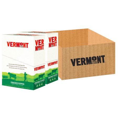 Vermont Smoke & Cure Meat Sticks, Beef & Pork, Antibiotic Free, Gluten Free, Cracked Pepper, 1oz Stick, 48 Count