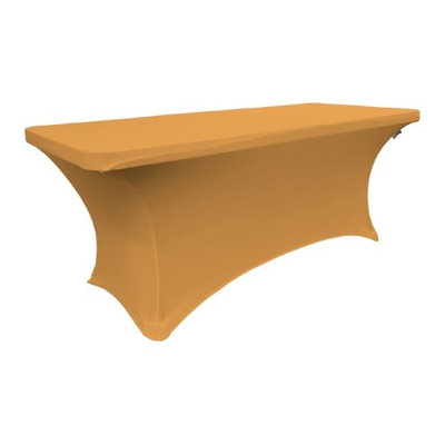 LA Linen TCSpandex96x48x30-GoldX14 Rectangular Spandex King Size Tablecloth Gold - 96 x 48 x 30 in.