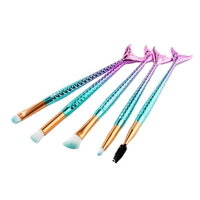 5PCS Mermaid Makeup Brushes Foundation Eyeshadow Eye Shadow Lip Makeup Cosmetic Brushes Set (Multicolor)