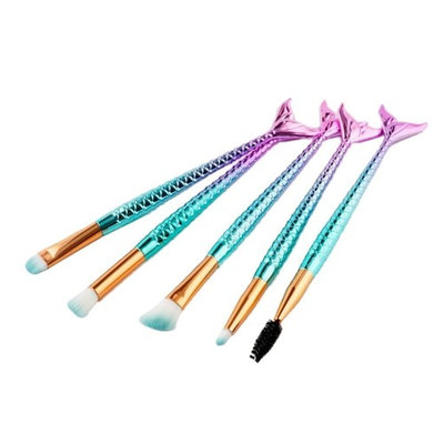 5PCS Mermaid Makeup Brushes Foundation Eyeshadow Eye Shadow Lip Makeup Cosmetic Brushes Set (Multicolor)