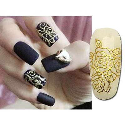 Relipop 108 One Sheet Golden 3d Flower Nail Art Stickers Decals Glitters Decorations Tips