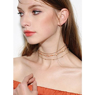 Kercisbeauty Gold Silver Multi-layer Crystal Choker Necklace for Women and Girls,Handmade Unique Necklace,Gift for her,Party,Daily Life,Anniversary,Birthday,Valentine's Day