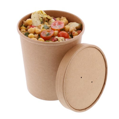 Royal 32 oz. Kraft Paper Soup/Hot/Cold Food Container and Lid Combo, Pack of 250