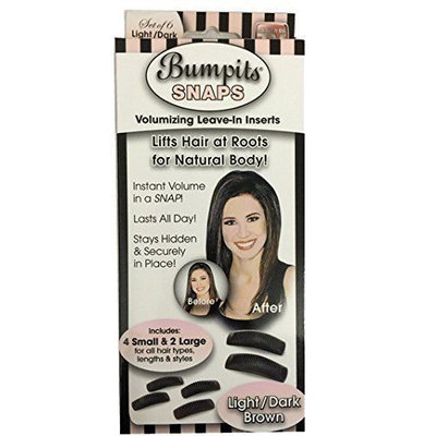 Toner Depot Black Bumpits Snaps Hair Volumizing Leave-in Inserts, Dark Brown/black Lifts Hair