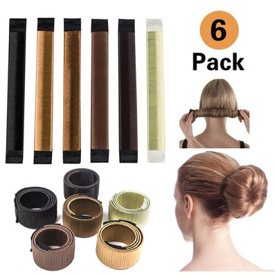 6 PCS Bun Hair Maker, Magic Hair Styling Donut Bun Maker, Hair Bun Shapers for Women Girls DIY Hairstyle Tools, No Clip Hair