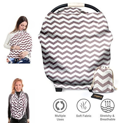 Eligara Nursing Covers, Extra-Large & Breathable, Breastfeeding Blanket Wrap Scarf Shawl Letter Clothes Stretchy Baby Car Seat Covers with Storage Bag