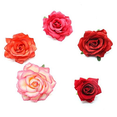 MAISHO 5 Pack Rose Flower Brooch Floral Hair Clips for Women Rose Hair Accessories Wedding