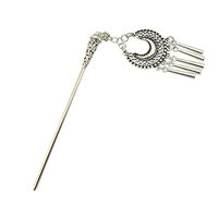 Baoblaze Vintage Silver Long Tassel Hair Sticks for Women Hairpins Clip Hair Making Accessory - Type2