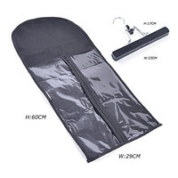 Portable Hair Extensions Carrier Virgin Hair Wig Storage Bag with Wooden Hanger and Transparent Zip Up Closure