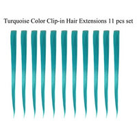 Beaute Galleria - Bundle 11pcs Single Color 21 Inches Straight Party Highlights Clip In Synthetic Hair Extensions Cosplay Comic Con Halloween Costume