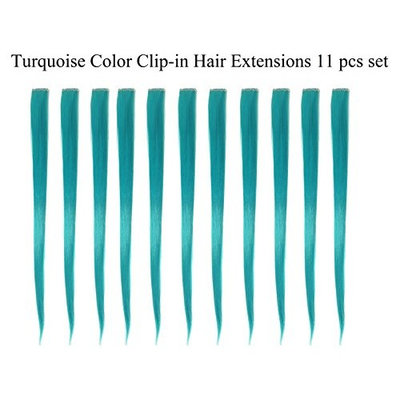 Beaute Galleria - Bundle 11pcs Single Color 21 Inches Straight Party Highlights Clip In Synthetic Hair Extensions Cosplay Comic Con Halloween Costume
