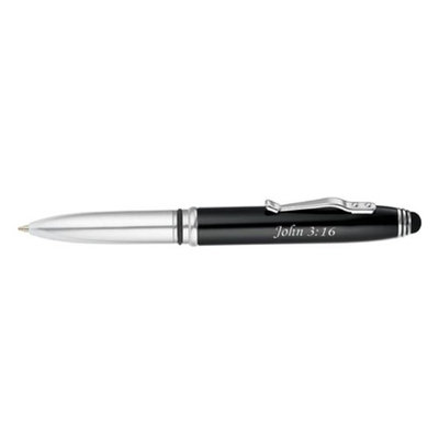 VCP Wholesale 71544 Gift Pen - Triple Function - John 3 - 16 - Black & Chrome