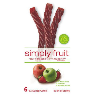Simply Fruit Strawberry Fruit Twists, 0.63 oz, 6 count