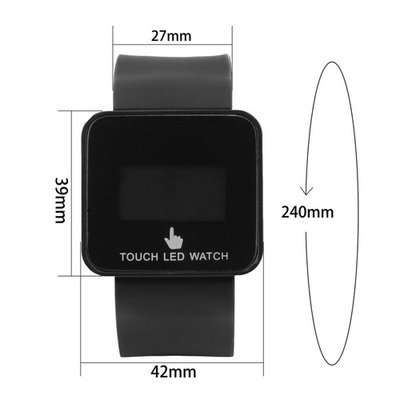 Colorful LED Digital Touch Screen Silicone Date Time Unisex Sport Wrist Watch Black