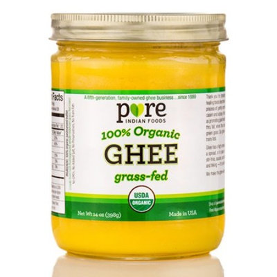 Ghee, Grassfed & Certified 100% Organic - 14 oz (398 Grams) by Pure Indian Foods