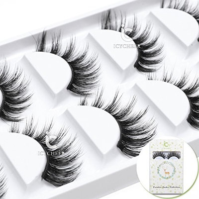 ICYCHEER Cosmetics 3D Mink Lash Set Handmade Natural Black Soft False Eyelashes Extension