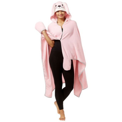 PJ Couture Womens Hooded Poncho Robe lightpink One Size