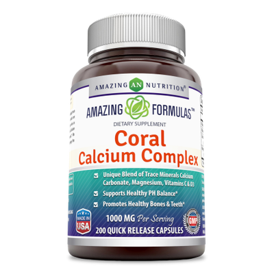 Amazing Formulas Coral Calcium Complex Dietary Supplement - 1000 mg - 200 Quick Release Capsules