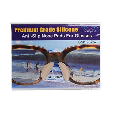 1.8mm X 17mm Non-Slip Nose Pads for Glasses by GMS Optical - Premium Grade Silicone - 1 Pair Clear