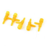 5 x Yellow Plastic 2 Way Aquarium Air Line Tube Control Valve