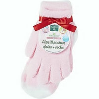 Earth Therapeutics Aloe Moisture Aloe Socks and Gloves Set, Pink/Plaid