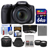 Canon PowerShot SX530 HS Wi-Fi Digital Camera with 64GB Card + Case + Battery + Tripod + 3 Filters + Tele/Wide Lens Kit