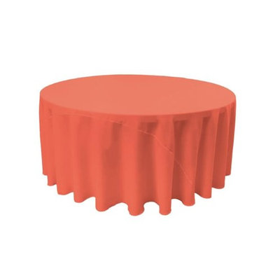 LA Linen TCpop132R-CoralP55 Polyester Poplin Tablecloth Coral - 132 in. Round