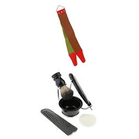 MagiDeal 6 In 1 Salon Hair Shaving Brush Mug Bowl Shave Stand Soap + Leather Strop