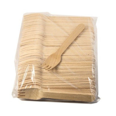 Perfect Stix Green Fork 158-200ct Wooden Disposable Cutlery Forks, 6