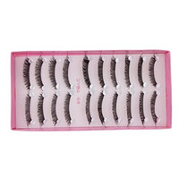 Fityle 10 Pair Fiber False Eyelashes Messy Cross Thick Hand-made Eyelash Natural