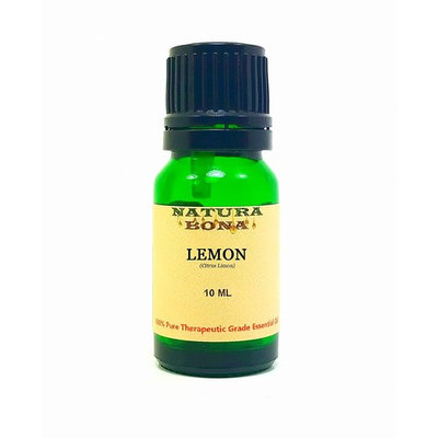 Lemon Essential Oil - 100% Pure Organic Therapeutic Grade Organic Citrus Limonum Oil in a 10ml UV Protected Green Glass Euro Dropper Bottle.