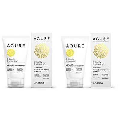 Acure Brilliantly Brightening Fruit Peel (Pack of 2) with Papaya Enzyme, Bitter Cherry, and Blue Agave, 1.4 fl. oz.