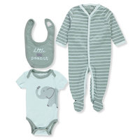 born Baby Boy Sleep 'N Play, Bodysuit & Bib, 3pc Set