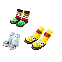 3 Pairs Infant Baby Boys First Walking Shoes Anti-slip Indoor Winter Warm Terry Socks Booties Slipper home Socks Moccasins Age 0-6 18 24 months (6-18 months)