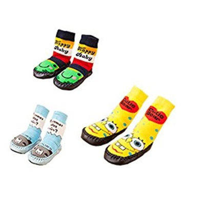 3 Pairs Infant Baby Boys First Walking Shoes Anti-slip Indoor Winter Warm Terry Socks Booties Slipper home Socks Moccasins Age 0-6 18 24 months (6-18 months)