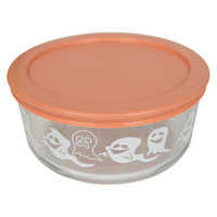 Pyrex 7201 4-Cup White Ghost Glass Bowl & 7201-PC Light Orange Replacement Lid