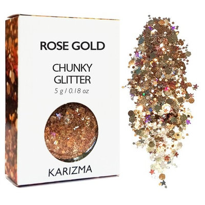Rose Gold Chunky Glitter ✮ KARIZMA BEAUTY ✮ Festival Glitter Cosmetic Face Body Hair Nails
