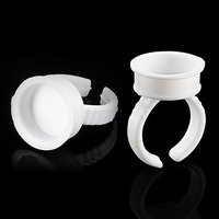 Baisidai 50PCS Disposable Plastic Nail Art Tattoo Glue Holder Eyelash Extension Rings Adhesive Pigment Holders Finger Hand Beauty Tools #05