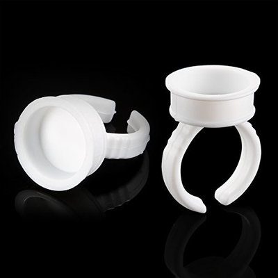 Baisidai 50PCS Disposable Plastic Nail Art Tattoo Glue Holder Eyelash Extension Rings Adhesive Pigment Holders Finger Hand Beauty Tools #05