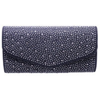 Girls Black Shiny Rhinestone Embellished Purse Clutch