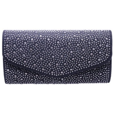 Girls Black Shiny Rhinestone Embellished Purse Clutch