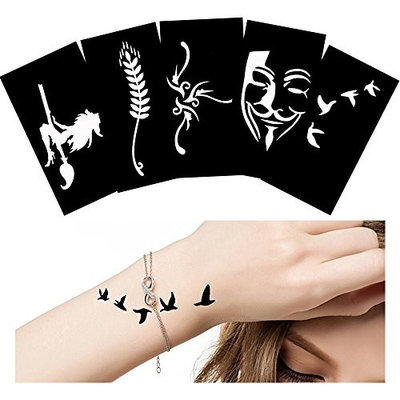 5 Sheets Small Tattoo Stencil Airbrush Painting for Waist Body Paint Art Glitter Template