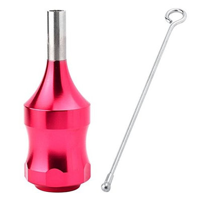 Tattoo Machine Grip, Tatoo Cartridge Tube Gun Aluminum Alloy Red with Neeedle Bar