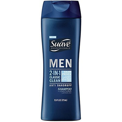 Suave Professionals Men 2-in-1 Classic Clean Anti-Dandruff Shampoo + Conditioner 12.60 oz (6 Pack)